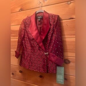 R & M Collection | Jacket Bling Burgundy Sequence 3/4 Sleeve size 10.